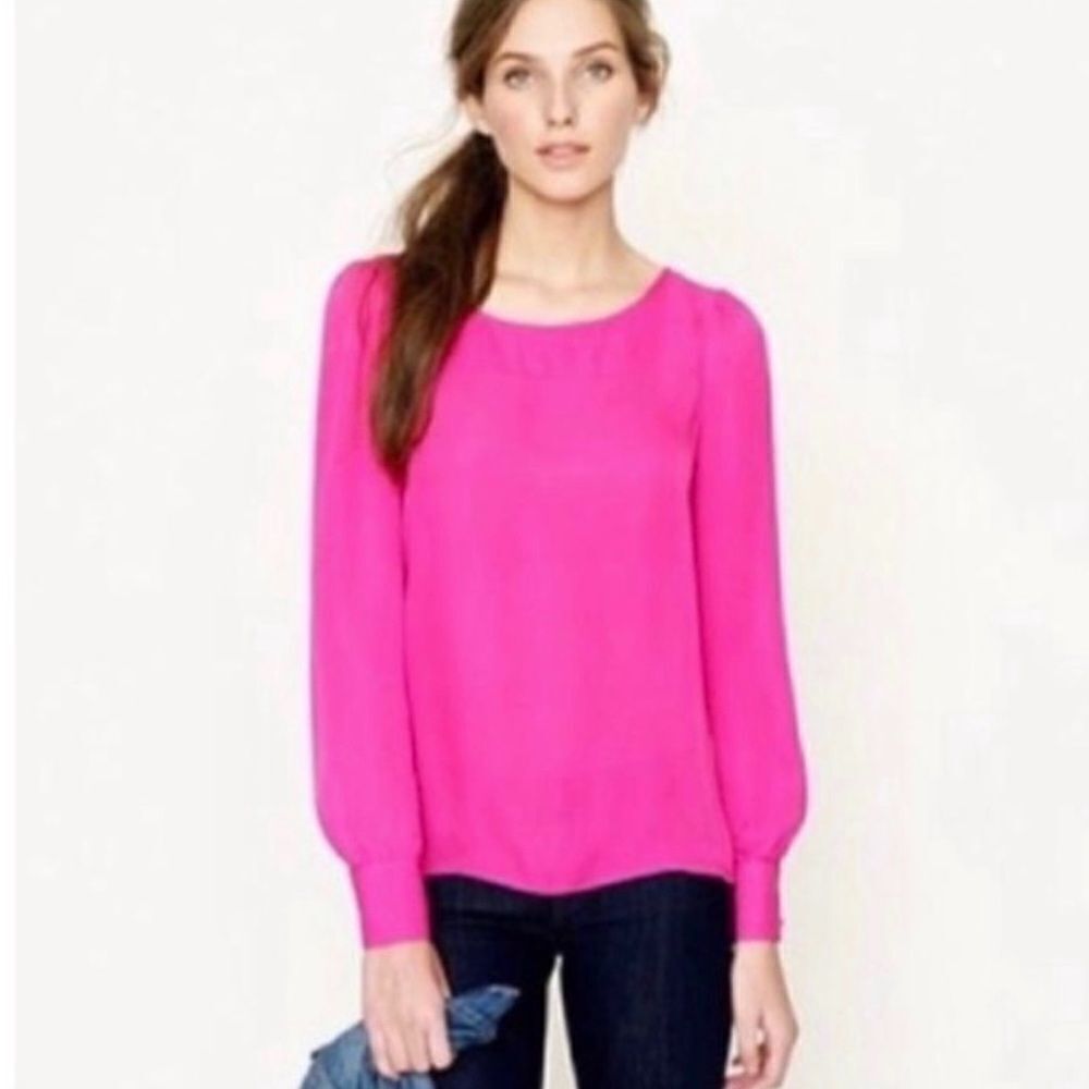 J. Crew Fuschia Hot Pink Blouse Top Size XS